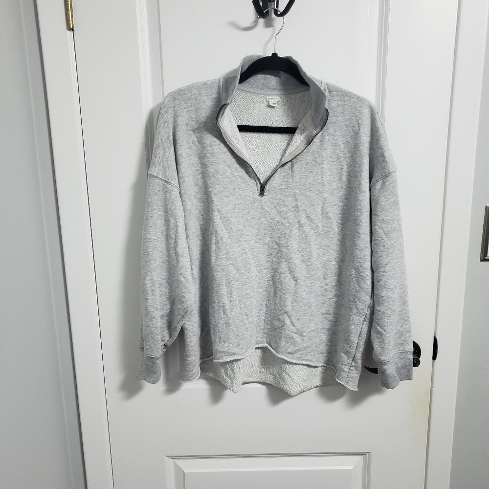 AMERICAN EAGLE AERIE Oversized Grey Zip-Up Sweatshirt Sweater